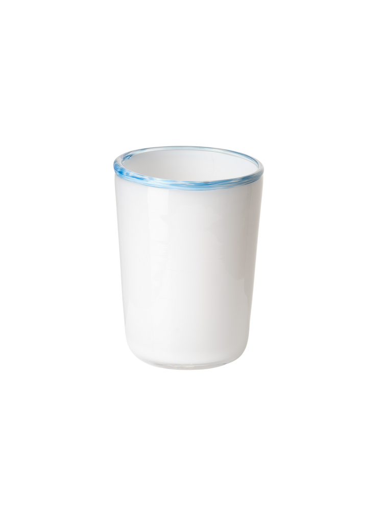 Thyme Hand Blown Water Glass in White/Blue