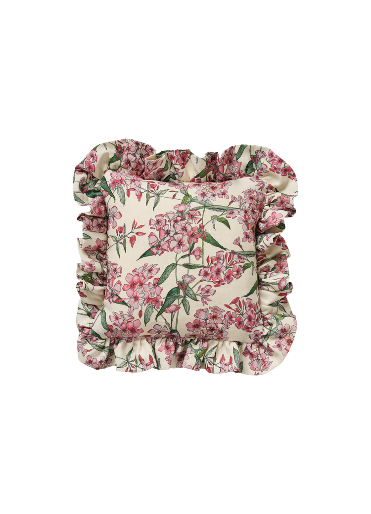 Pink Phlox Cushion with Frill