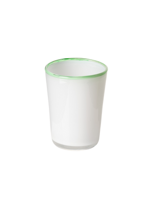 Thyme Hand Blown Water Glass in White/Green