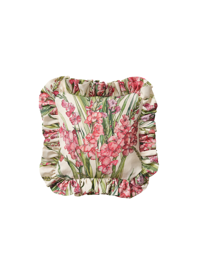 Gladioli Cushion with Frill