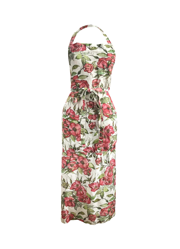 Rosa Rugosa Printed Linen Apron