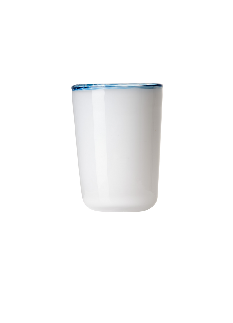 Thyme Hand Blown Water Glass in White/Blue