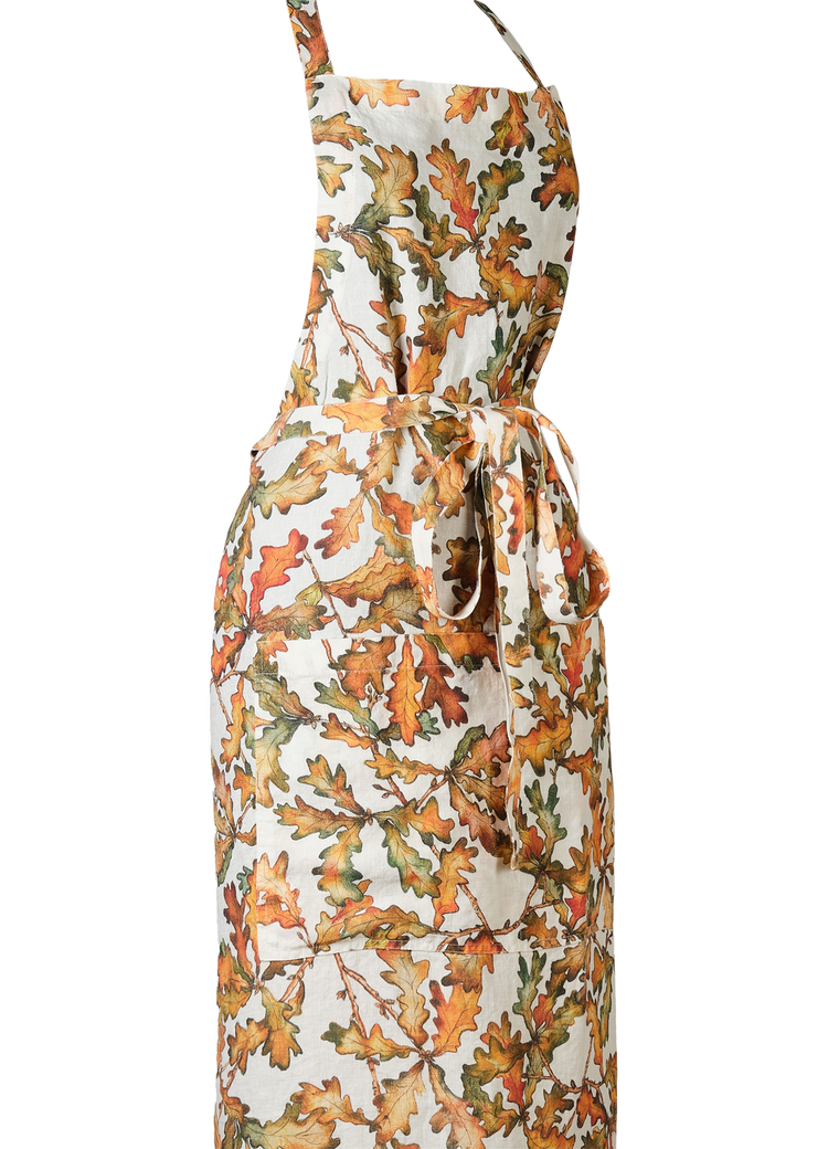 Autumn Leaves Oak Linen Apron