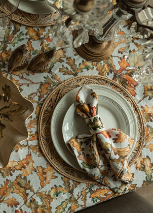 Autumn Leaves Oak Linen Napkin