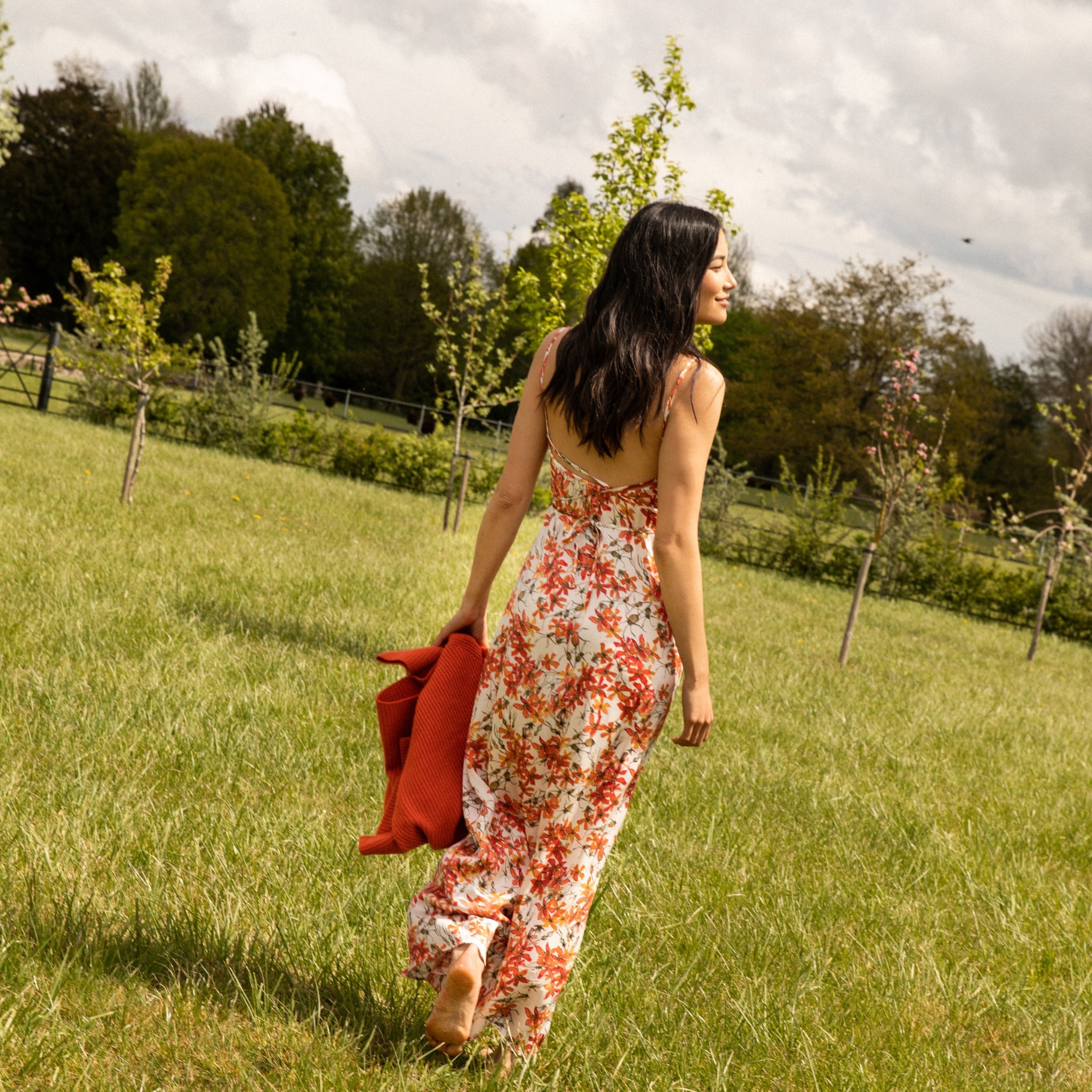 Silk Dress in Wild Rose