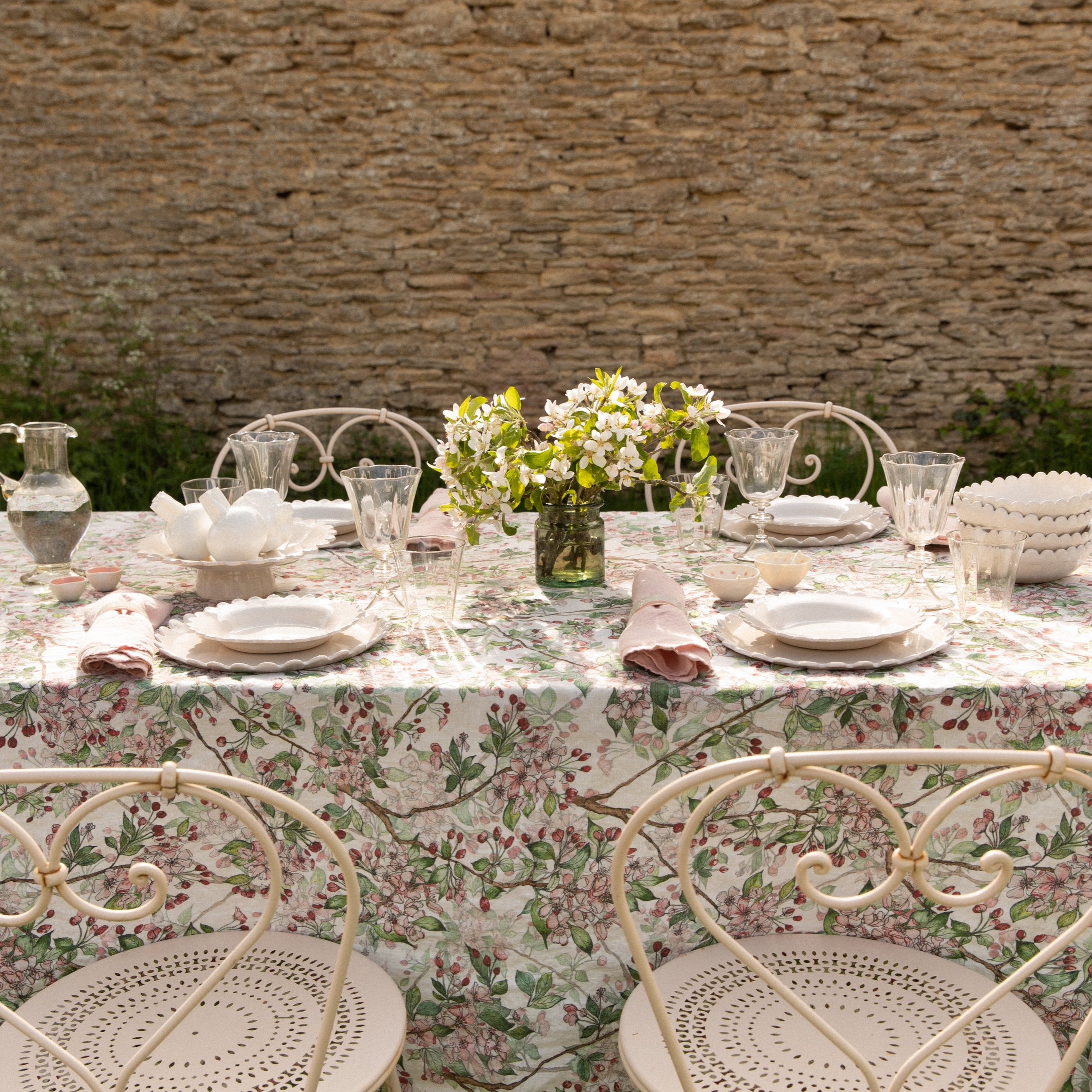 Cherry Blossom Linen Table Cloth Thyme & Bertioli