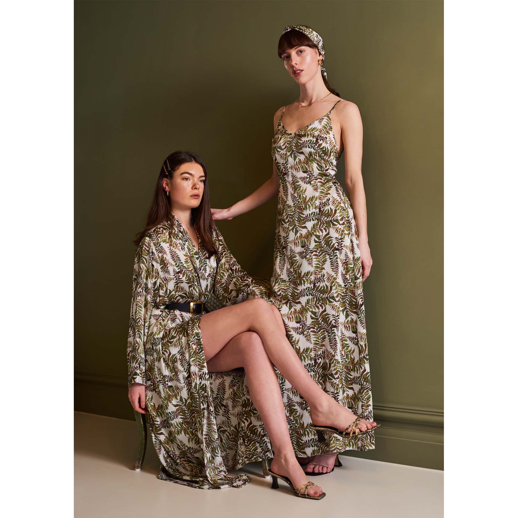 Silk Dress in Fern